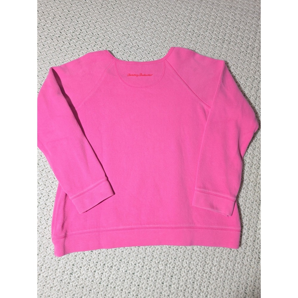 Tommy Bahama Sweatshirt Women L Pink Excellent Raglan Sleeve Cotton Blend